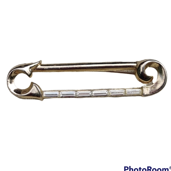Vintage baguette safety pin brooch - Picture 7 of 11